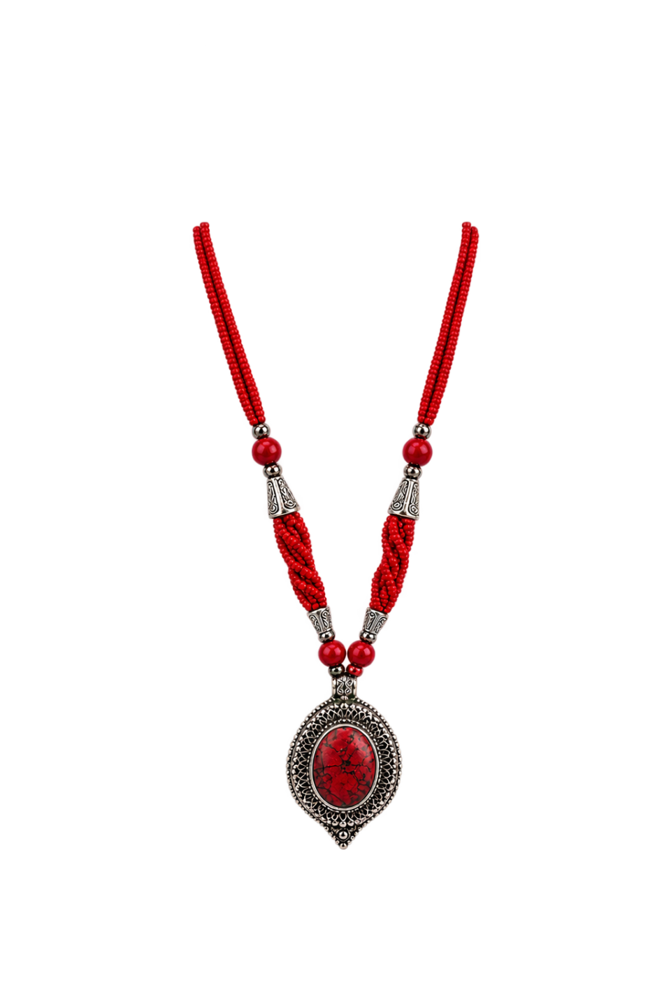 Necklace Red Oval
